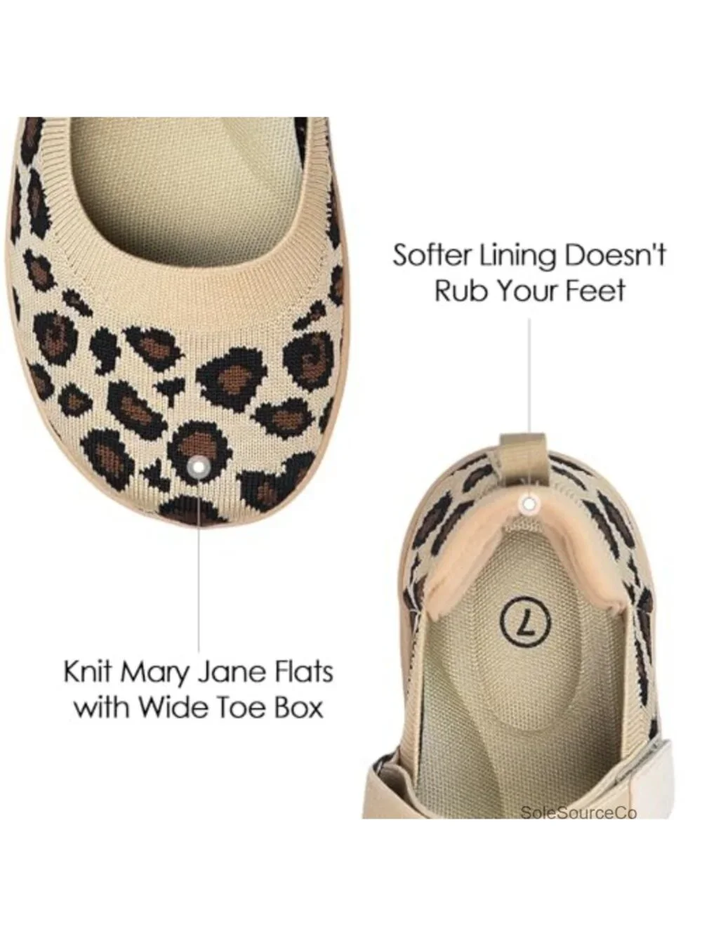 Wide Toe Box Knit Mary Jane Flats for Women, Breathable Ballet Shoes